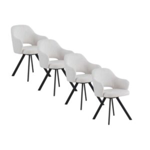 PACK DE 4 SILLONES GIRATORIOS TAPIZADOS EN CHENILLA COLOR CREMA Gabar