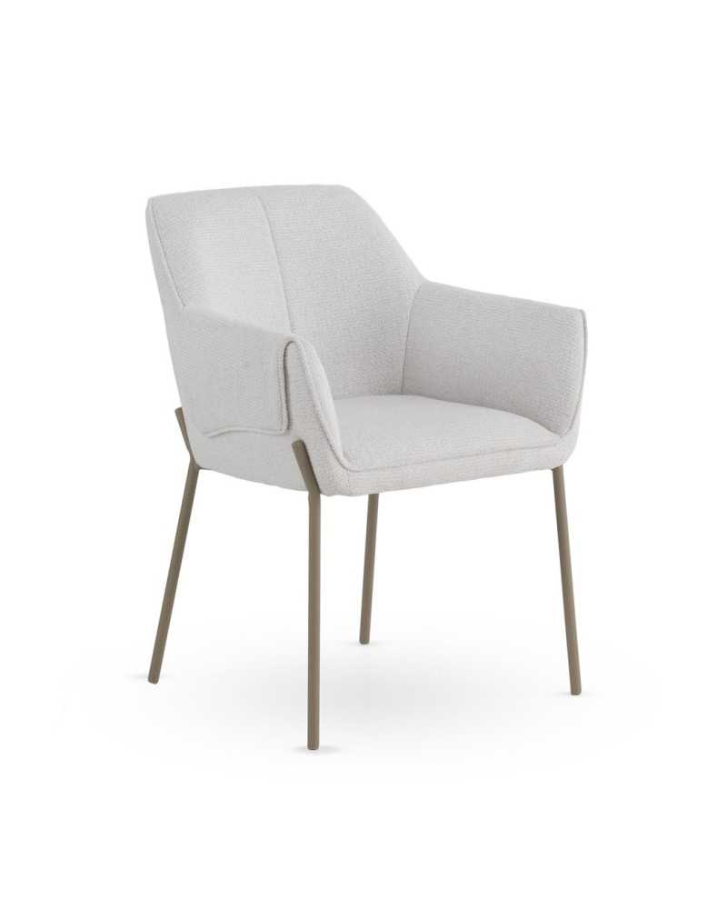 PACK DE 4 SILLONES TAPIZADOS EN CHENILLA COLOR CREMA Y PATAS DE