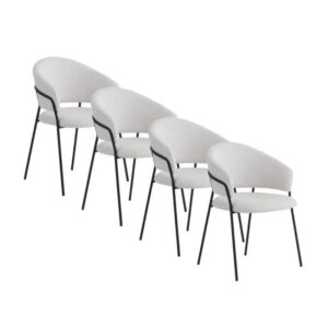 PACK DE 4 SILLONES TAPIZADOS EN CHENILLA COLOR CREMA Y PATAS DE  Gabar