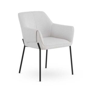 PACK DE 4 SILLONES TAPIZADOS EN CHENILLA COLOR CREMA Y PATAS DE