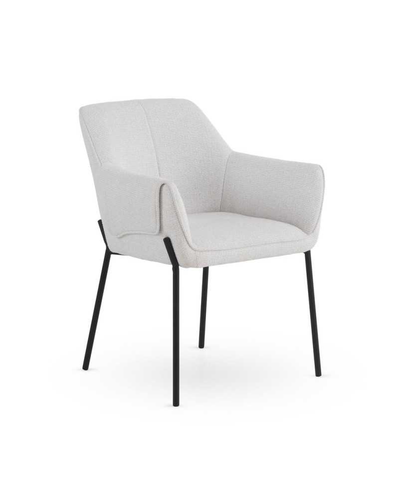 PACK DE 4 SILLONES TAPIZADOS EN CHENILLA COLOR CREMA Y PATAS DE