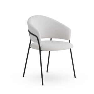 PACK DE 4 SILLONES TAPIZADOS EN CHENILLA COLOR CREMA Y PATAS DE