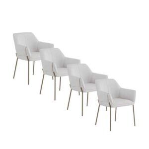 PACK DE 4 SILLONES TAPIZADOS EN CHENILLA COLOR CREMA Y PATAS DE  Gabar