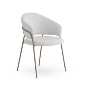 PACK DE 4 SILLONES TAPIZADOS EN CHENILLA COLOR CREMA Y PATAS DE