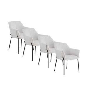PACK DE 4 SILLONES TAPIZADOS EN CHENILLA COLOR CREMA Y PATAS DE  Gabar
