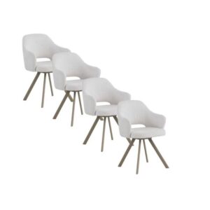 PACK DE 4 SILLONES GIRATORIOS TAPIZADOS EN CHENILLA COLOR CREMA  Gabar