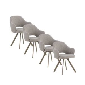 PACK DE 4 SILLONES GIRATORIOS TAPIZADOS EN CHENILLA COLOR MARRON Gabar
