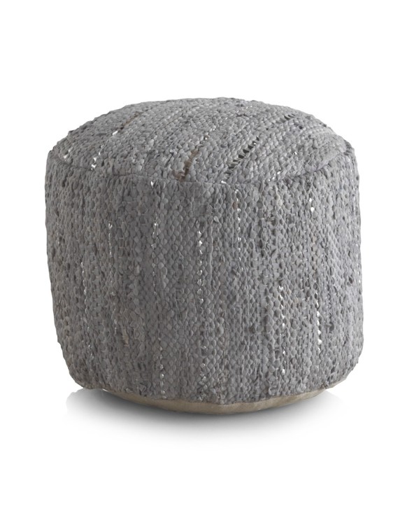 POUF REDONDO PIEL Y ALGODON 45 DIAM. X 35 CM - Imagen 2
