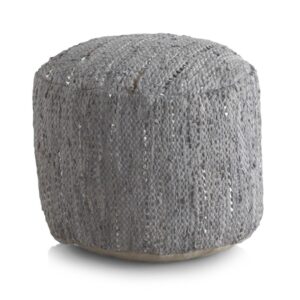POUF REDONDO PIEL Y ALGODON  45 DIAM. X 35 CM  Gabar