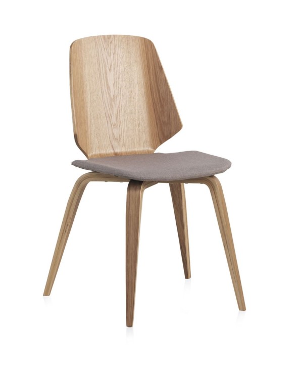 SILLA MADERA CONTRACHAPADO ROBLE TAPIZADA - Imagen 2