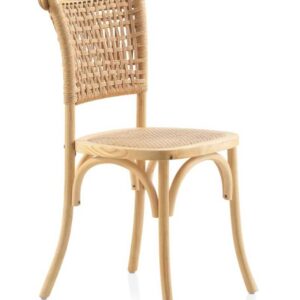 SILLA MADERA DE OLMO CON ASIENTO Y RESPALDO TRENZADO  Gabar