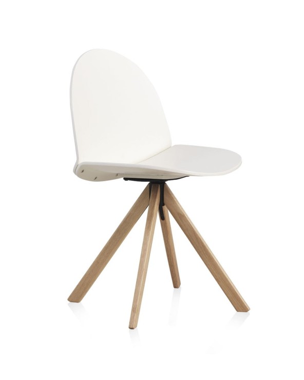SILLA MADERA LACADA BLANCA GIRATORIA - (P30) - Imagen 2