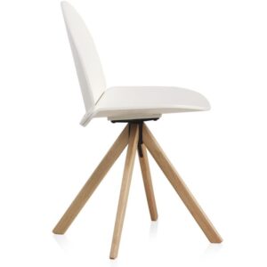 PACK 4 SILLAS MADERA LACADA BLANCA GIRATORIA - (P30)