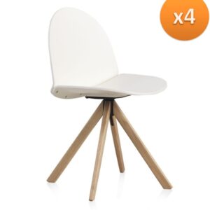 PACK 4 SILLAS MADERA LACADA BLANCA GIRATORIA - (P30) Gabar