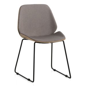 PACK 4 SILLAS MADERA TAPIZADA CON PATAS METALICAS NEGRAS