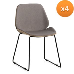 PACK 4 SILLAS MADERA TAPIZADA CON PATAS METALICAS NEGRAS  Gabar