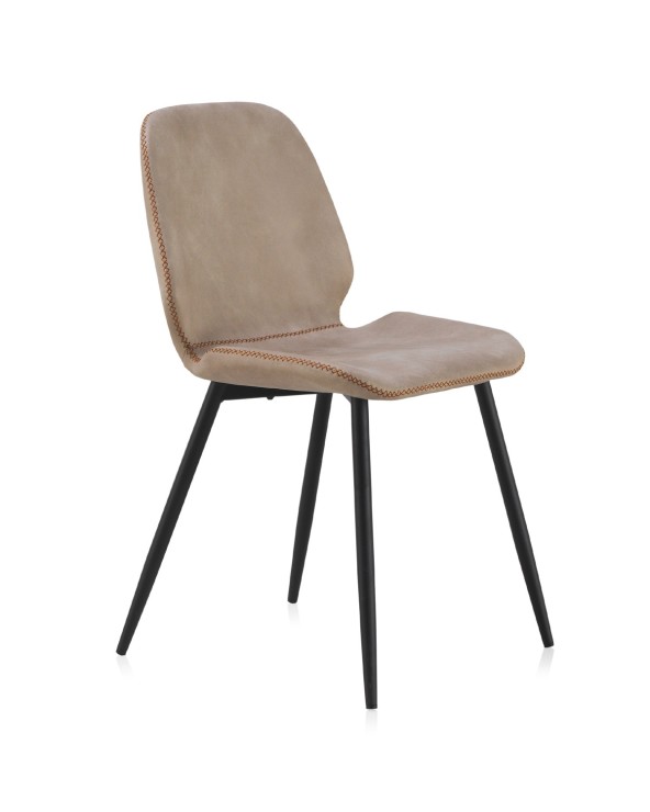 SILLA TAPIZADA BEIGE PATAS METALICAS NEGRAS - Imagen 2