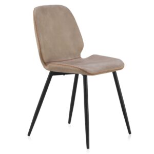 SILLA TAPIZADA BEIGE PATAS METALICAS NEGRAS  Gabar