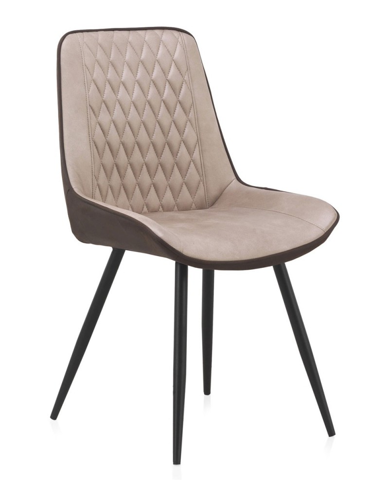 SILLA TAPIZADA BICOLOR PATAS METALICAS NEGRAS - (P30) Gabar