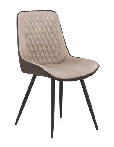 PACK 4 SILLAS TAPIZADAS BICOLOR PATAS METALICAS NEGRAS - (P30)