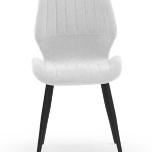 PACK 4 SILLAS TAPIZADAS CHENILLA HUESO CON PATAS METALICAS NEGRA