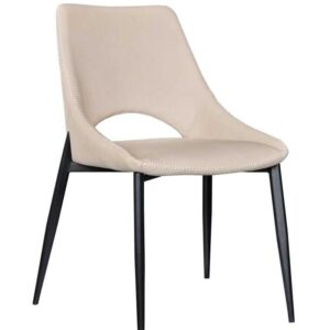 SILLA TAPIZADA COLOR CARAMELO PATAS METALICAS NEGRAS  Gabar