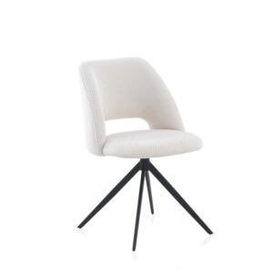 SILLA TAPIZADA GIRATORIA NIDO DE ABEJA EN BLANCO CON PATAS METAL  Gabar