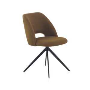 SILLA TAPIZADA GIRATORIA NIDO DE ABEJA MOSTAZA CON PATAS METALIC  Gabar