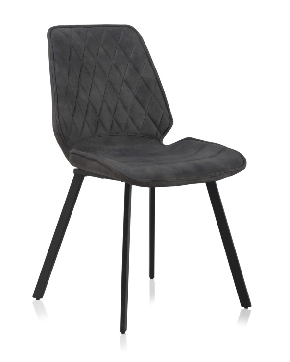 SILLA TAPIZADA GRIS OSCURO PATAS METALICAS NEGRAS - Imagen 2