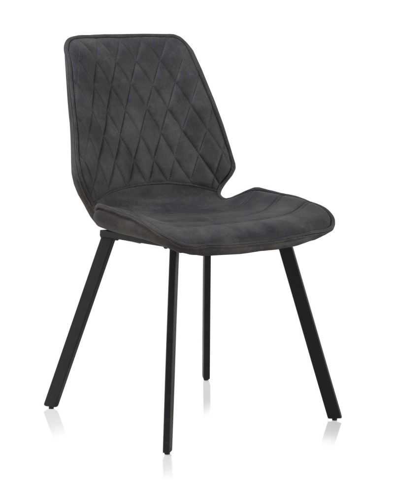 SILLA TAPIZADA GRIS OSCURO PATAS METALICAS NEGRAS Gabar
