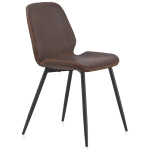 SILLA TAPIZADA MARRON PATAS METALICAS NEGRAS Gabar