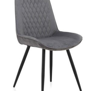 SILLA TAPIZADA TERCIOPELO GRIS PATAS METALICAS NEGRAS (P30)  Gabar