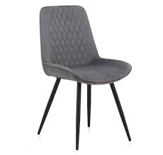 PACK 4 SILLAS TAPIZADAS TERCIOPELO GRIS PATAS METALICAS NEGRAS