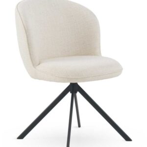 SILLA TAPIZADA TWEED BLANCO MOTEADO CON PATAS METALICAS NEGRAS  Gabar