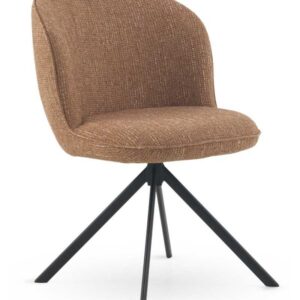 SILLA TAPIZADA TWEED TERRACOTA MOTEADO CON PATAS METALICAS NEGRA  Gabar