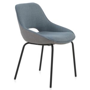 SILLA TAPIZADAS BICOLOR AZUL/GRIS PATAS METALICAS NEGRAS  Gabar