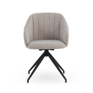 SILLON GIRATORIO TAPIZADO EN CHENILLA COLOR BEIGE Y PATAS DE MET Gabar