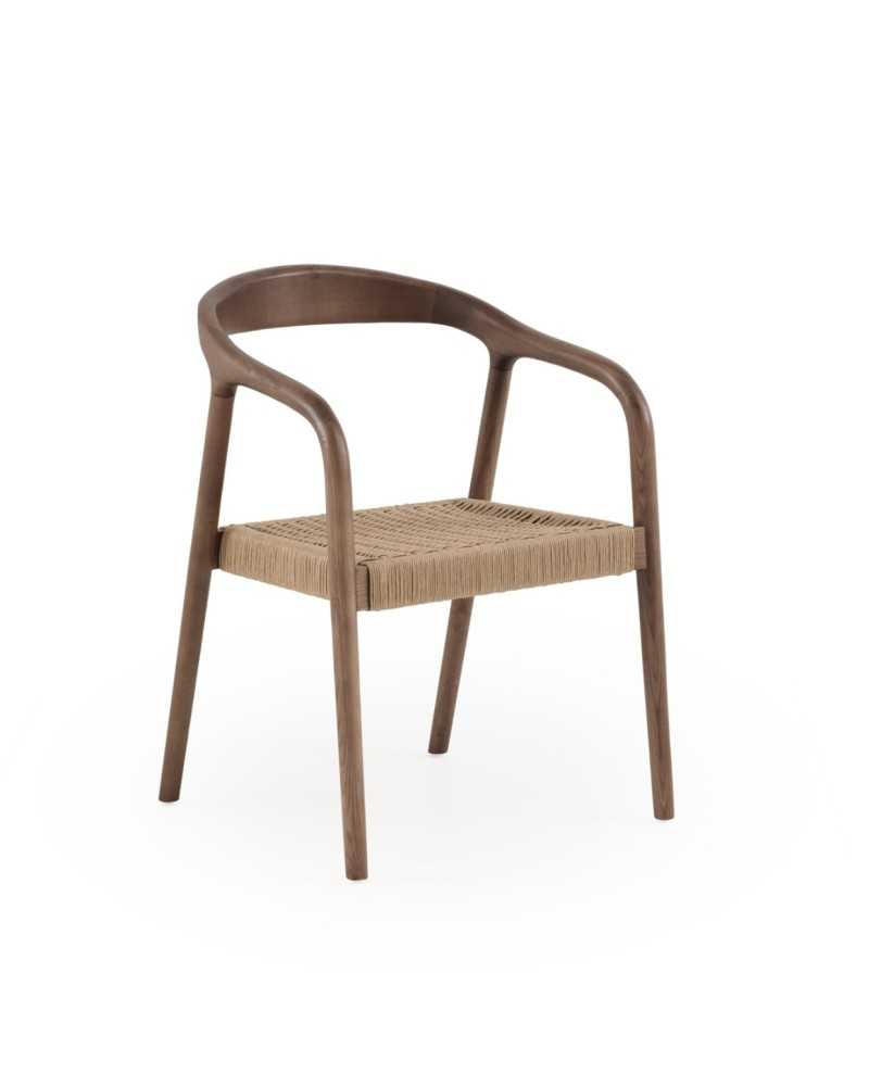 SILLON MADERA DE FRESNO COLOR NOGAL CON ASIENTO TRENZADO COLOR M Gabar