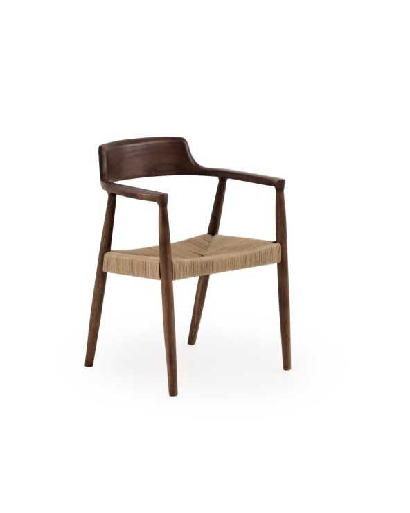 SILLON MADERA DE TOON COLOR NOGAL CON ASIENTO TRENZADO COLOR MAR - Imagen 2