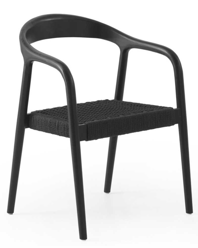 SILLON NEGRO MADERA DE FRESNO CON ASIENTO TRENZADO Gabar
