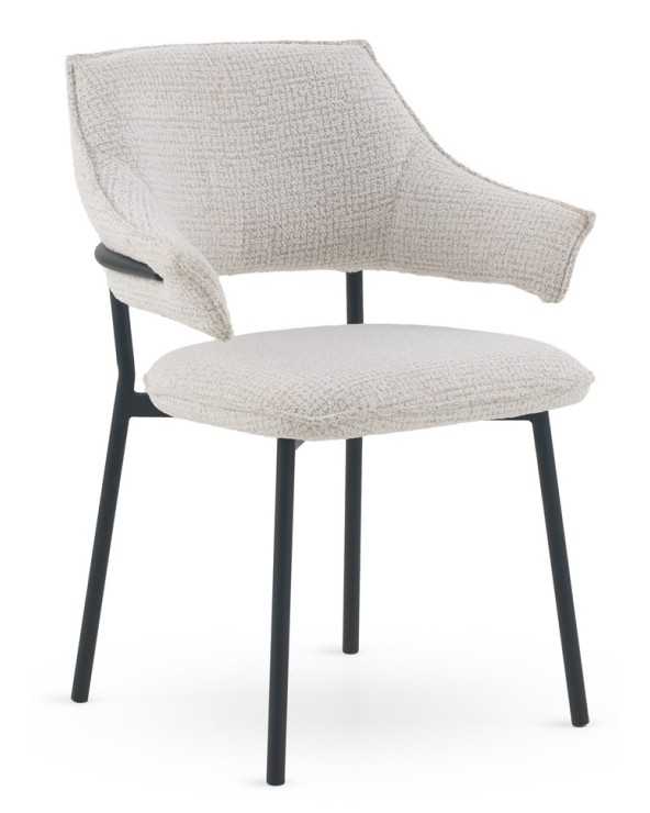 SILLON TAPIZADO CHENILLA JASPEADO BLANCO CON PATAS METALICAS NEG - Imagen 2