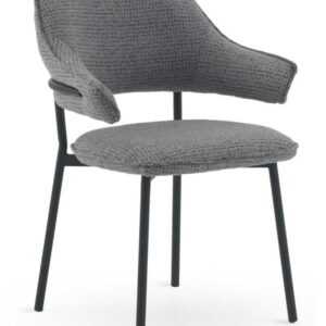 SILLON TAPIZADO CHENILLA JASPEADO GRIS MARENGO CON PATAS METALIC  Gabar