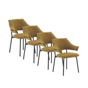 SILLON TAPIZADO CHENILLA JASPEADO MOSTAZA CON PATAS METALICAS NE  Gabar