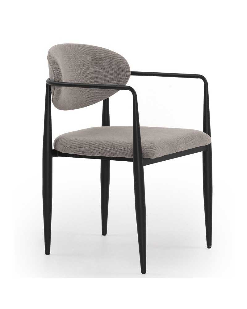 PACK 4 SILLONES TAPIZADOS CHENILLA PERGAMINO CON PATAS METALICAS