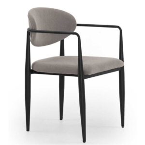 SILLON TAPIZADO CHENILLA PERGAMINO CON PATAS METALICAS NEGRAS  Gabar