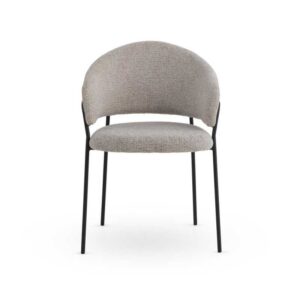 SILLON TAPIZADO EN CHENILLA COLOR BEIGE Y PATAS DE METAL COLOR N  Gabar