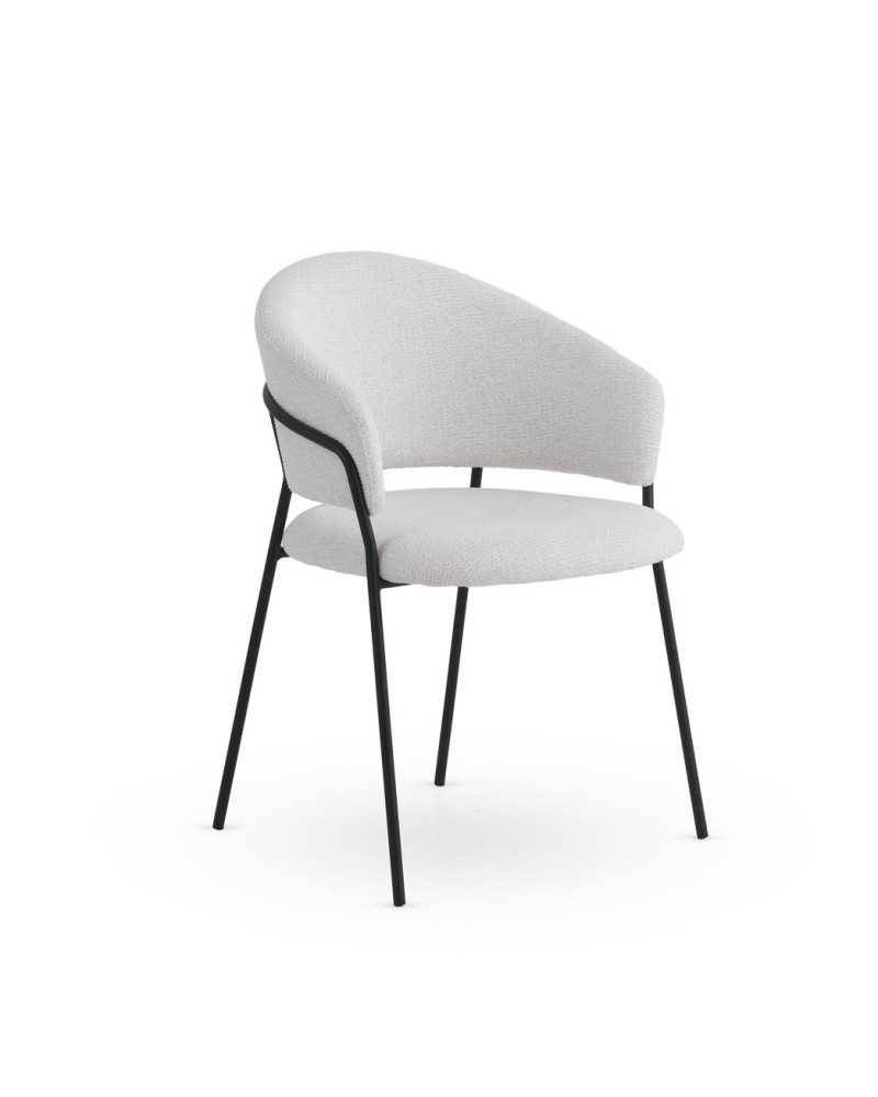 SILLON TAPIZADO EN CHENILLA COLOR CREMA Y PATAS DE METAL COLOR N Gabar