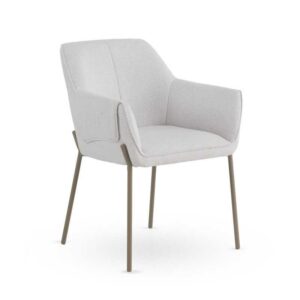 SILLON TAPIZADO EN CHENILLA COLOR CREMA Y PATAS DE METAL COLOR T  Gabar