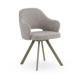 SILLON GIRATORIO  TAPIZADO EN CHENILLA COLOR MARRON Y PATAS DE M  Gabar