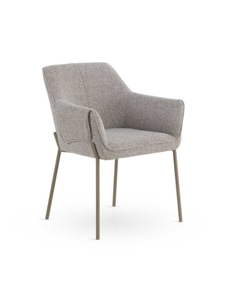 SILLON TAPIZADO EN CHENILLA COLOR MARRON Y PATAS DE METAL COLOR Gabar